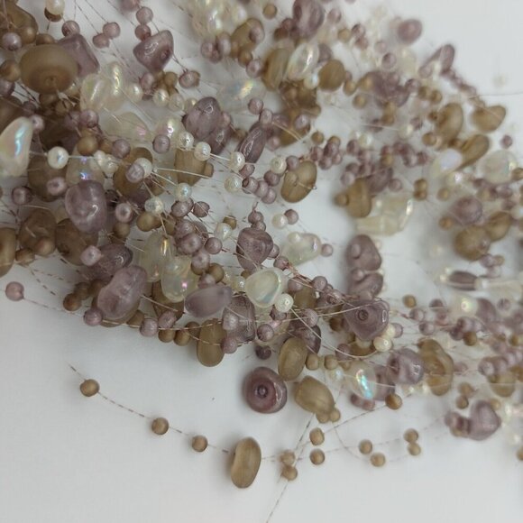 Incredible Illusion Necklace vintage pearls stones and crystal beads beige mauve - Picture 6 of 8